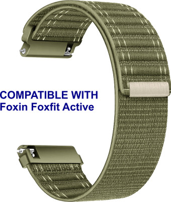 ACM WSM39A20KH2363 Watch Strap Nylon Soft 20mm for Foxin Foxfit Active Smartwatch Khakhi Smart Watch Strap(Green)