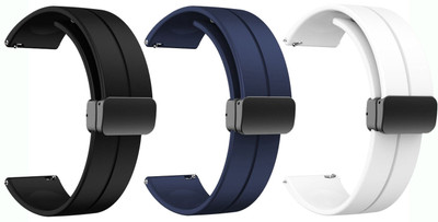 AOnes Pack of 3 Silicone Belt Magnetic Folding Buckle for Coros Pace 3 Smart Watch Strap(Black, Blue, White)