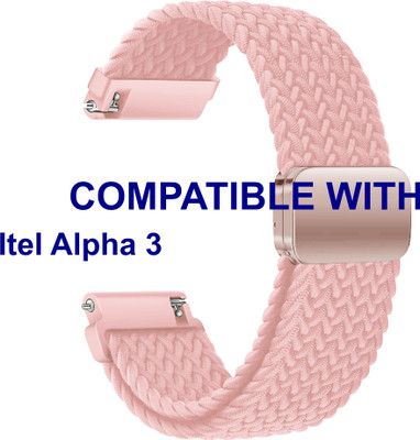ACM WSM26N22PK3905 Watch Strap Woven Braided Magnetic Belt 22mm for |Itel Alpha 3 Smartwatch Pink Smart Watch Strap(Pink)