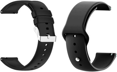 AOnes Pack of 2 Watch Strap Silicone Classic Sports Belt for Fastrack Jupiter R2 Smart Watch Strap(Black)