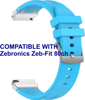 ACM WSM36X20BL2354 Watch Strap Metal Hook Silicone 20mm for Zebronics Zeb-Fit 80ch Smartwatch Blue Smart Watch Strap(Blue)