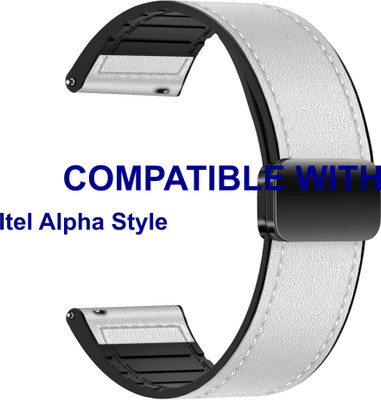 ACM WSM28P22WT5032 Watch Strap Leather Magnetic Silicone Belt 22mm for New Itel Alpha Style Smartwatch White Smart Watch Strap(White)