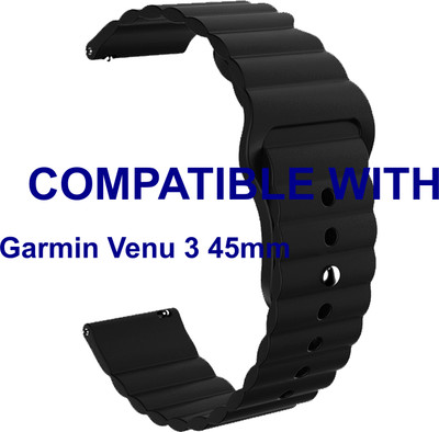 ACM WSM9W22BK3854 Watch Strap Wave Belt 22mm for Garmin Venu 3 45mm Smartwatch Black Smart Watch Strap(Black)
