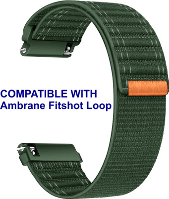 ACM WSM39A22GR2639 Watch Strap Nylon Soft 22mm for Ambrane Fitshot Loop Smartwatch Green Smart Watch Strap(Green)