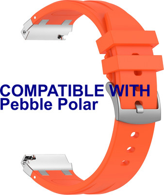 ACM Watch Strap Metal Hook Silicone for Pebble Polar Smartwatch Orange Smart Watch Strap(Orange)