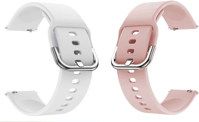 PUNAK 20MM SILICON SMARTWATCH STRAPS PACK OF 2 Smart Watch Strap(White, Pink)