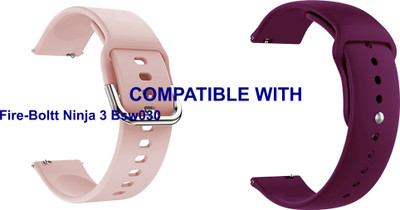 ACM WSM82A20CPKPU2655 Pack of 2 Watch Strap Silicone 20mm for Fire-Boltt Ninja 3 Bsw030 Smartwatch (Creame Pink/Purple) Smart Watch Strap(Mullti Color)
