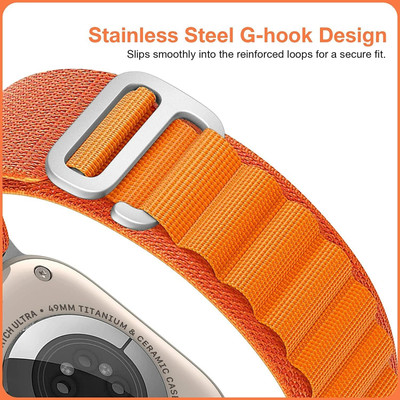 Speeqo Alpine Loop For iWatch Band 49/45/44/42mm,Metal G Hook for SeriesUltra Smart Watch Strap(Orange)