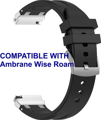 ACM WSM36X22BK2699 Watch Strap Metal Hook Silicone 22mm for Ambrane Wise Roam Smartwatch Black Smart Watch Strap(Black)