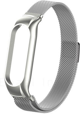 Epaal Snap-In Roller Steel Magnetic Mesh Strap for Band 6 / Band 5 / Band 4 / Band 3 Smart Watch Strap(Black)