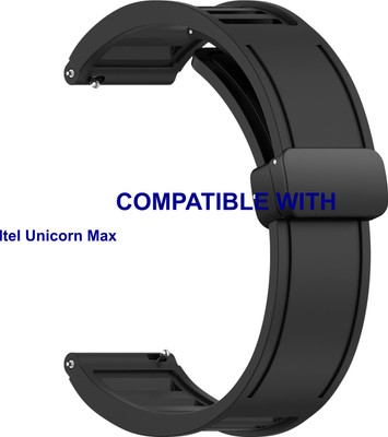 ACM WSM35W22BK3864 Watch Strap Magnetic Clasp 22mm for Itel Unicorn Max Smartwatch Black Smart Watch Strap(Black)