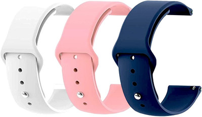 BLACK LOVIES 20 MM Smartwatch straps Pack of 3 Smart Watch Strap(White, Blue, Pink)
