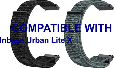 ACM WSM3V20BKGY2633 Pack of 2 Watch Strap Nylon Loop 20mm for Inbase Urban Lite X Smartwatch (Black/Grey) Smart Watch Strap(Mullti Color)