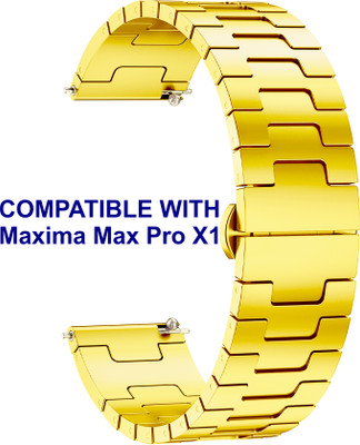 ACM WSM37Y20GL2635 Watch Strap Metal Steel 20mm for Maxima Max Pro X1 Smartwatch Gold Smart Watch Strap(Gold)