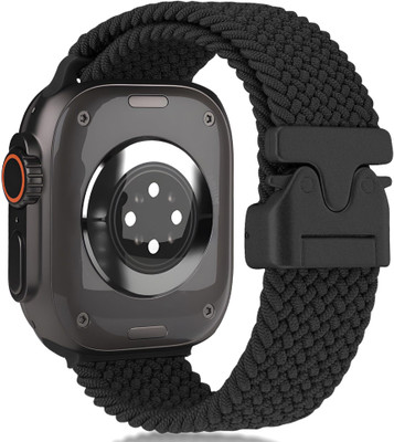 PALAY Compatible Nylon Sport Watch Band for iWatch 42mm 44mm 45mm Smart Watch Strap(Black)