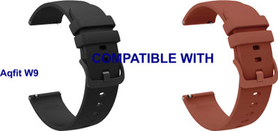 ACM WSM24L22BKBR1909 Pack of 2 Watch Strap Silicone Color Hook 22mm for Aqfit W9 Smartwatch (Black/Brown) Smart Watch Strap(Mullti Color)