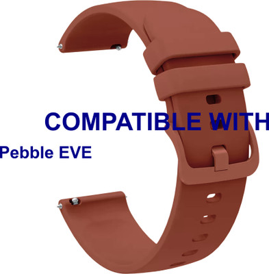 ACM WSM24L22BR3921 Watch Strap Silicone Color Hook Belt 22mm for New Pebble| EVE Smartwatch Brown Smart Watch Strap(Brown)