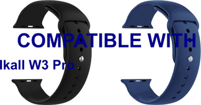 ACM WSM2P40BKDBL1693N1 Pack of 2 Sliding 44mm 49mm Watch Strap Silicone Belt for Ikall W3 Pro Smartwatch Black/Dark Blue Smart Watch Strap(Mullti Color)