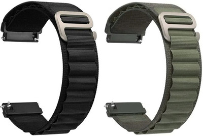 AOnes Pack of 2 Alpine Nylon Loop Watch Strap for Maxima Max Pro Enigma+ Watch Band Smart Watch Strap(Black, Green) AOnes Pack of 2 Alpine Nylon Loop Watch Strap for Maxima Max Pro Enigma+ Watch Band Smart Watch Strap(Black, Green)