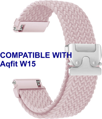 ACM WSM38Z22CPK1307 Watch Strap Woven Braided Clipper 22mm for Aqfit W15 Smartwatch Creame Pink Smart Watch Strap(Pink)