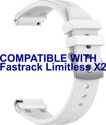ACM Watch Strap Metal Hook Silicone for Fastrack Limitless X2 Smartwatch White Smart Watch Strap(White)