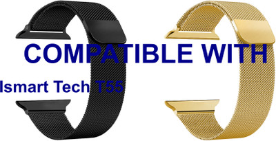 ACM WSM4M40BKGL1059N1 Pack of 2 Sliding 44mm 49mm Watch Strap Magnetic for Ismart Tech T55 Smartwatch Black/Champagne Gold Smart Watch Strap(Mullti Color)