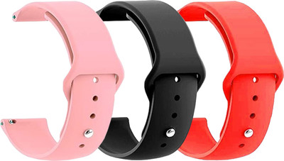 BLACK LOVIES 22 MM Smartwatch straps Pack of 3 Smart Watch Strap(Black, Pink, Red)