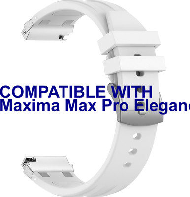 ACM Watch Strap Metal Hook Silicone for Maxima Max Pro Elegance Smartwatch White Smart Watch Strap(White)