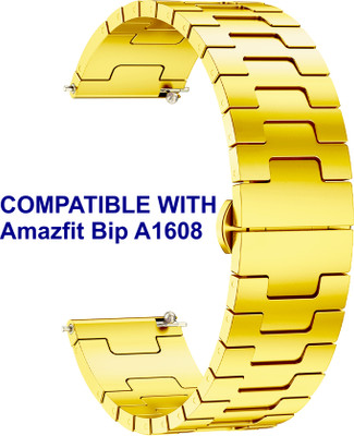 ACM WSM37Y20GL2154 Watch Strap Metal Steel 20mm for Amazfit Bip A1608 Smartwatch Gold Smart Watch Strap(Gold)