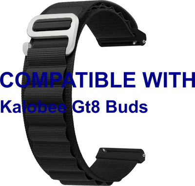 ACM WSM17E22BK3906 Watch Strap Nylon Hook Belt 22mm for |Kalobee Gt8 Buds Smartwatch Black Smart Watch Strap(Black)