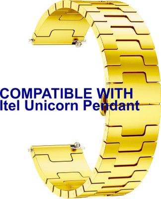 ACM WSM37Y22GL3668 Watch Strap Metal Steel 22mm for Itel Unicorn Pendant Smartwatch Gold Smart Watch Strap(Gold)