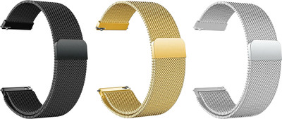 ACM Pack of 3 Watch Strap Magnetic for Fossil Gen 5 Carlyle (Black/Gold/Silver) Smart Watch Strap(Mullti Color)