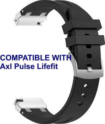ACM WSM36X22BK2979 Watch Strap Metal Hook Silicone 22mm for Axl Pulse Lifefit Smartwatch Belt Black Smart Watch Strap(Black)