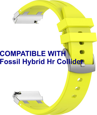 ACM WSM36X22LY1053 Watch Strap Metal Hook Silicone 22mm for Fossil Hybrid Hr Collider Smartwatch Lime Yellow Smart Watch Strap(Yellow)