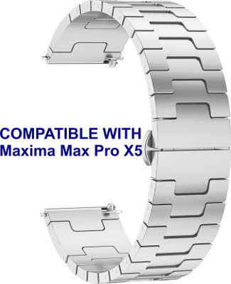 ACM WSM37Y20SL2324 Watch Strap Metal Steel 20mm for Maxima Max Pro X5 Smartwatch Silver Smart Watch Strap(Silver)