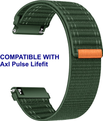 ACM WSM39A22GR2979 Watch Strap Nylon Soft 22mm for Axl Pulse Lifefit Smartwatch Belt Green Smart Watch Strap(Green)