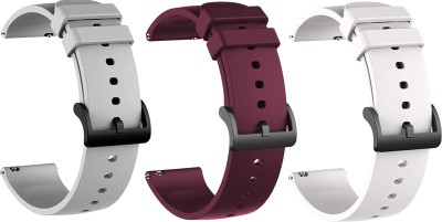 PUNAK 22MM Silicon Smart Watch Strap PACK OF 3 Smart Watch Strap(Grey, Red, White)