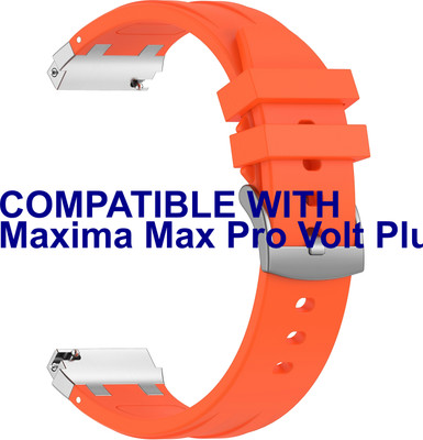 ACM Watch Strap Metal Hook Silicone for Maxima Max Pro Volt Plus Smartwatch Orange Smart Watch Strap(Orange)