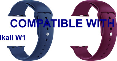 ACM WSM2P40DBLPU1024N1 Pack of 2 Sliding 44mm 49mm Watch Strap Silicone Belt for Ikall W1 Smartwatch Dark Blue/Burgundy Purple Smart Watch Strap(Mullti Color)