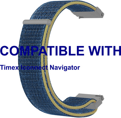 ACM WSM3V22BL3888 Watch Strap Nylon Loop Belt 22mm for Timex Iconnect Navigator Smartwatch Blue Smart Watch Strap(Blue)