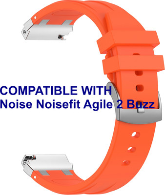 ACM WSM36X22OR2903 Watch Strap Metal Hook Silicone 22mm for Noise Noisefit Agile 2 Buzz Smartwatch Belt Orange Smart Watch Strap(Orange)