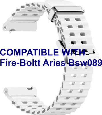 ACM WSM40B22WT3084 Watch Strap Silicone Sports 22mm for |Fire-Boltt Aries Bsw089 Smartwatch Belt White Smart Watch Strap(White)