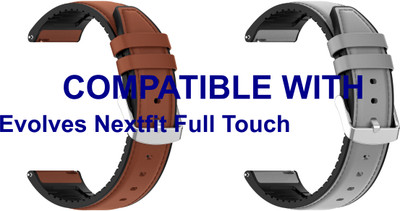 ACM WSM33U20BRGY1310 Pack of 2 Watch Strap Leather Silicone 20mm for Evolves Nextfit Full Touch Smartwatch (Brown/Grey) Smart Watch Strap(Mullti Color)