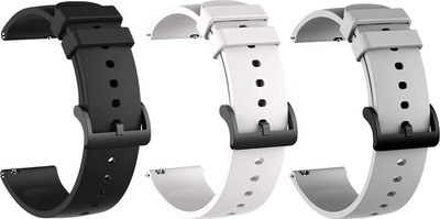 PUNAK 22MM Silicon Smart Watch Strap PACK OF 3 Smart Watch Strap(Black, White, Grey)