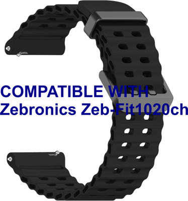 ACM WSM40B20BK1603 Watch Strap Silicone Sports 20mm for Zebronics Zeb-Fit1020ch Smartwatch Black Smart Watch Strap(Black)