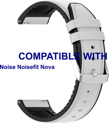 ACM Watch Strap Leather Silicone for Noise Noisefit Nova Smartwatch White Smart Watch Strap(White)