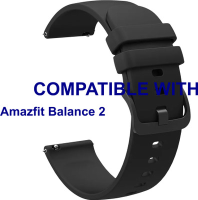 ACM WSM24L22BK3916 Watch Strap Silicone Color Hook Belt 22mm for Amazfit Balance 2 Smartwatch Black Smart Watch Strap(Black)