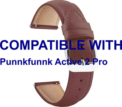 ACM WSM14B22BR5009 Watch Strap Leather Belt 22mm for Punnkfunnk Active 2 Pro Smartwatch Brown Smart Watch Strap(Brown)