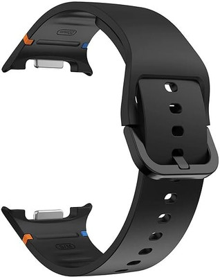 RUPELIK Soft Silicone Metal Lock Strap Compatible With Galaxy Watch 8 / Watch 8 Classic Smart Watch Strap(Black)