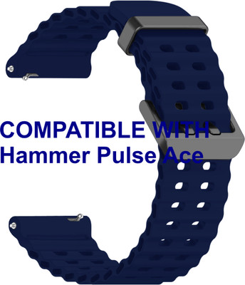 ACM WSM40B20DBL2881 Watch Strap Silicone Sports 20mm for Hammer Pulse Ace Smartwatch Dark Blue Smart Watch Strap(Blue)